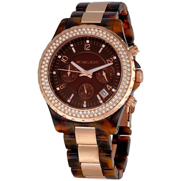 Michael Kors Madison Brown Acetate Watch Michael Kors Madison 45mm Steel Brown MOP Dial Unisex Quartz  main image 3